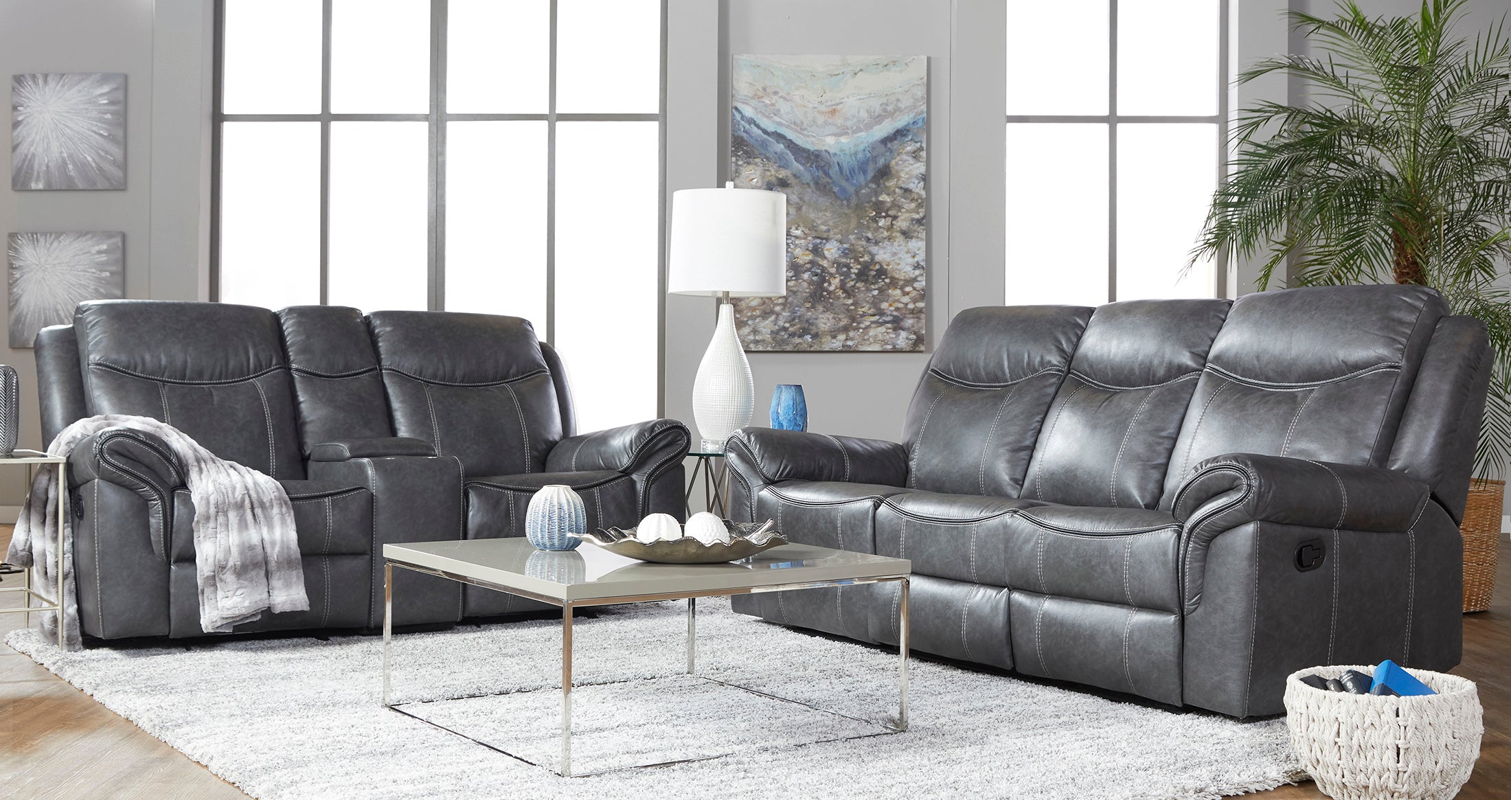 Ashbourne Reclining Vegan Leather Loveseat