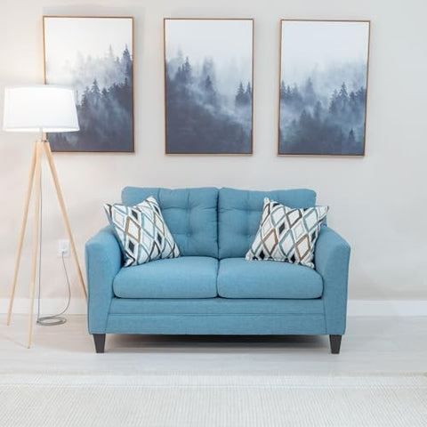 Bayswater Fabric Loveseat Teal Blue