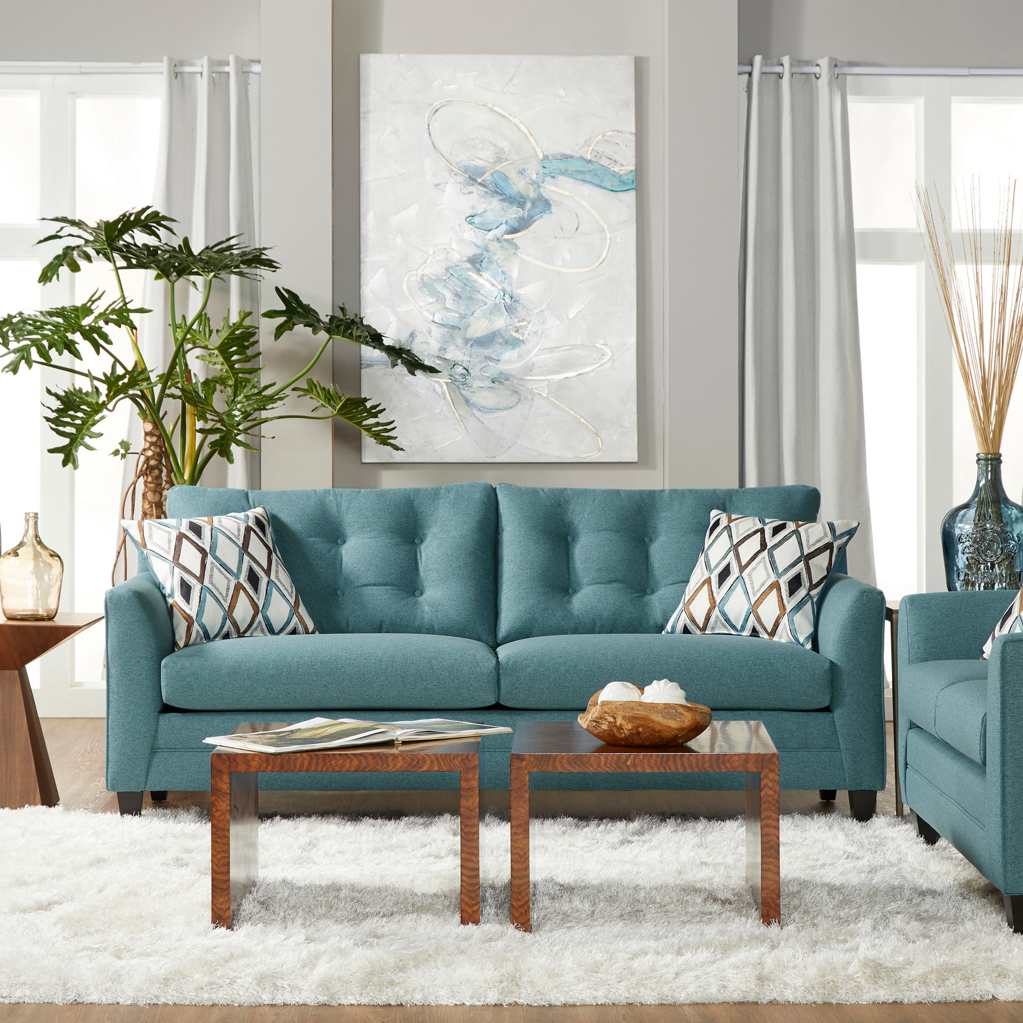 Bayswater Fabric Sofa Teal Blue