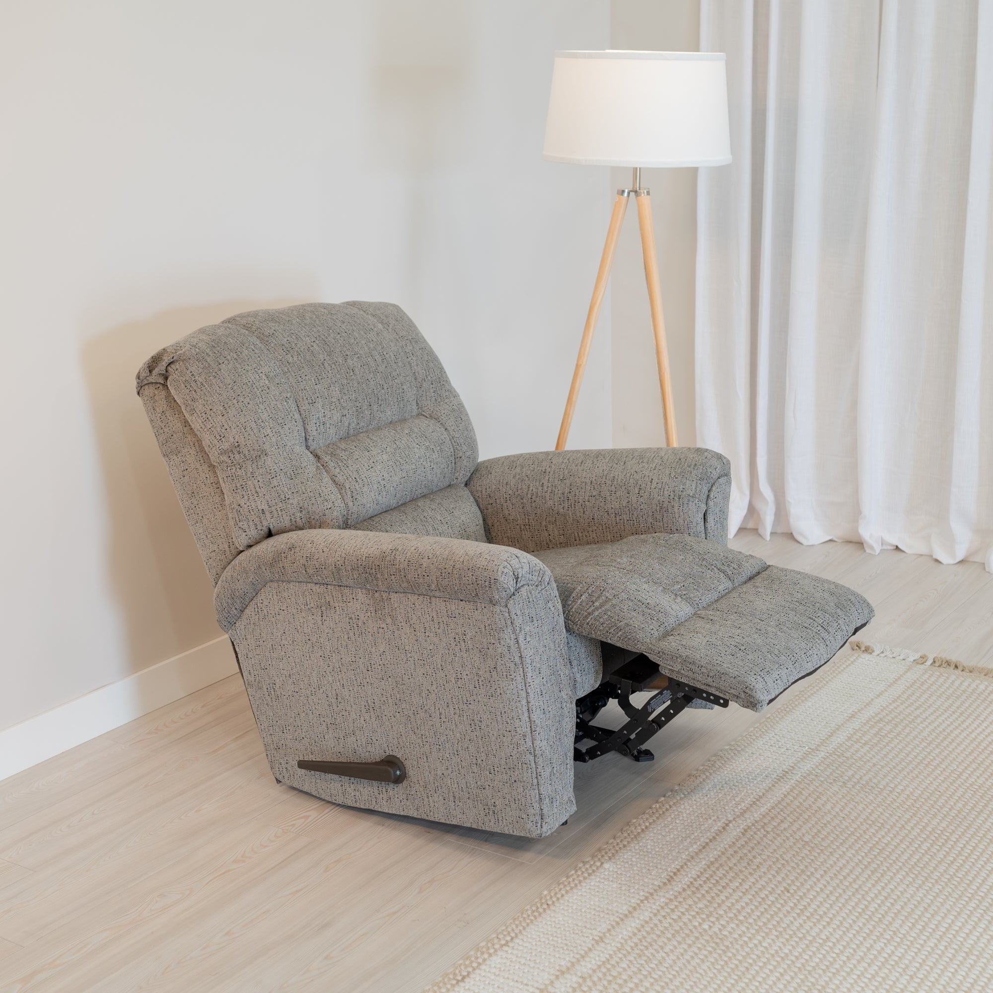 the recliner is shown with its foot rest extended 