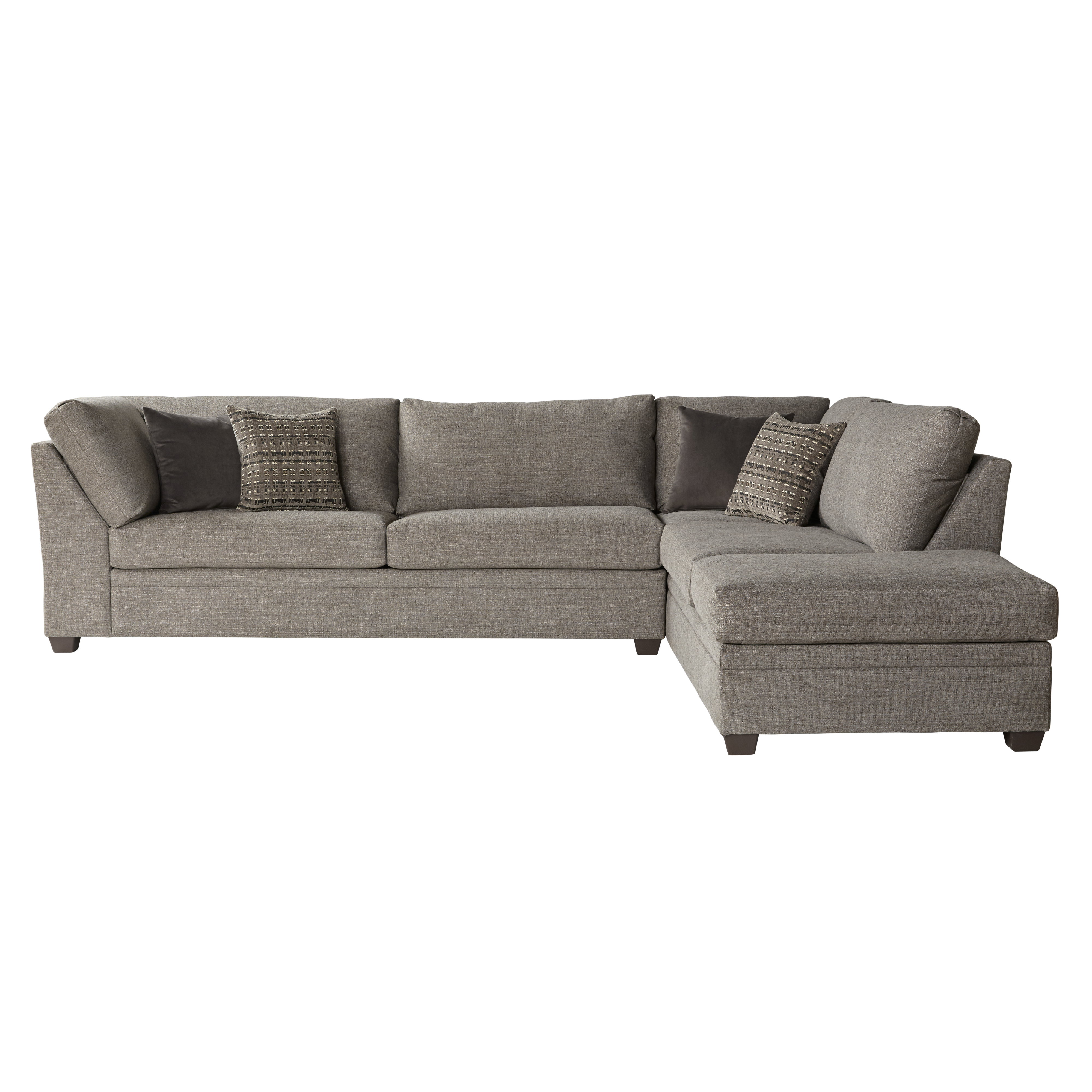 Newport Right-Facing Fabric Sofa-Chase Sectional Cement Grey