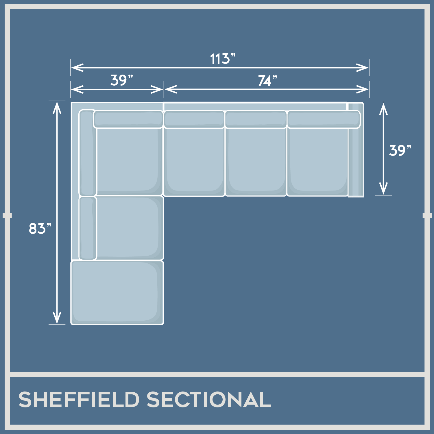 Sheffield Left-Facing Fabric Sofa-Chase Sectional Grey